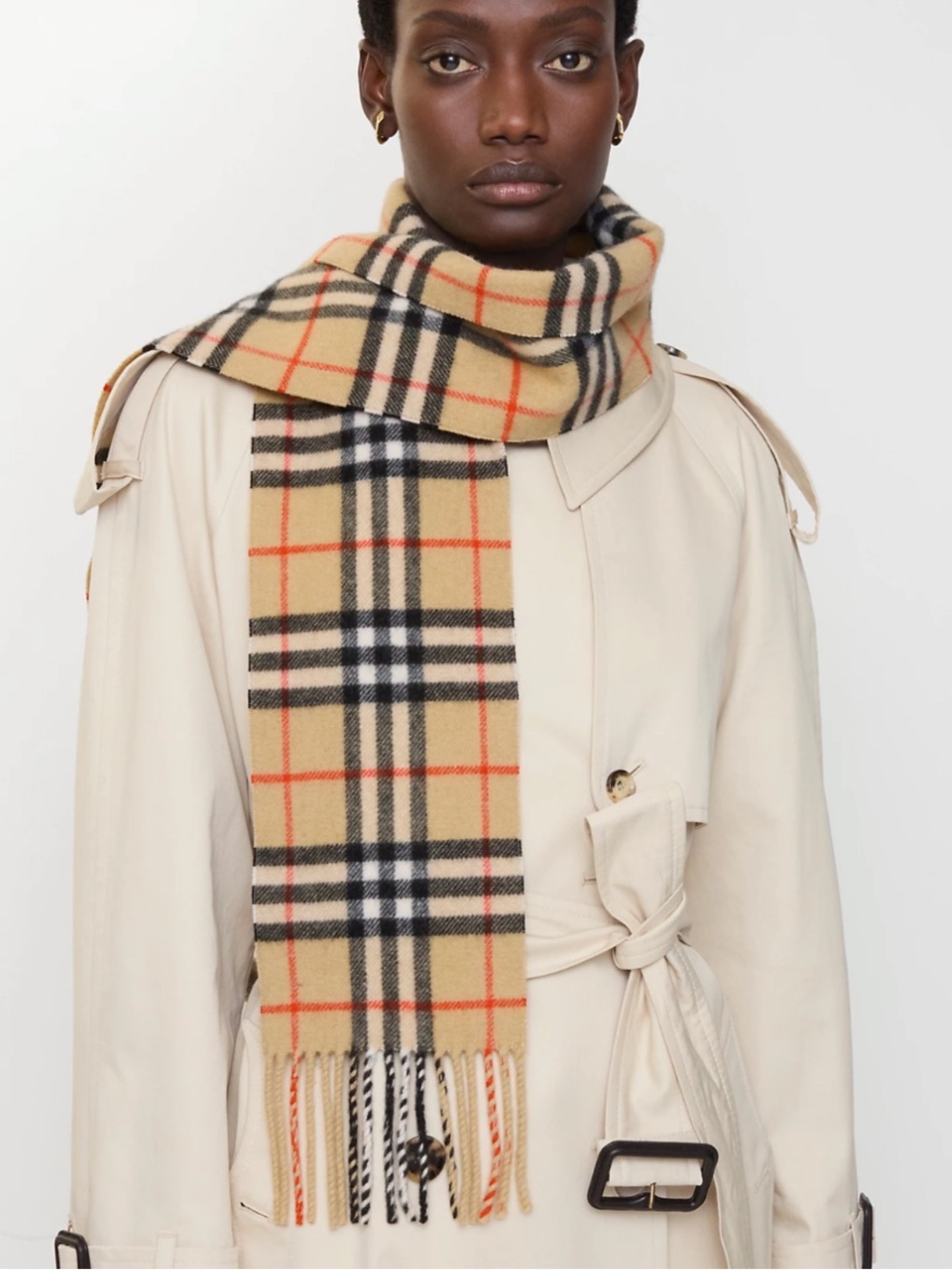 Burberry Classic Y2K Era Narrow Check Plaid Scarf. 100% Cashmere.